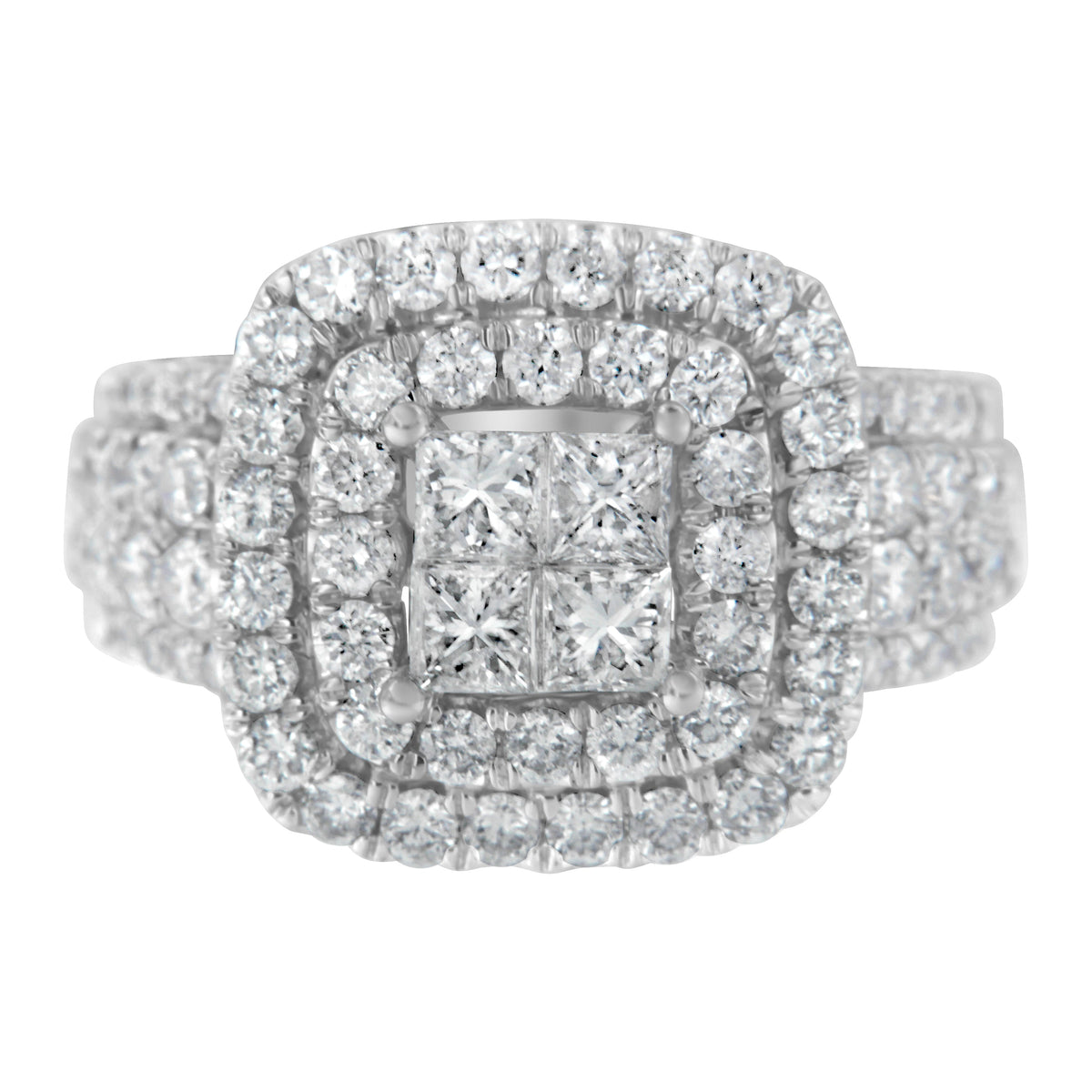 14KT White Gold Round and Princess Diamond Ring (2 1/4 cttw, H-I Color, SI1-SI2 Clarity)