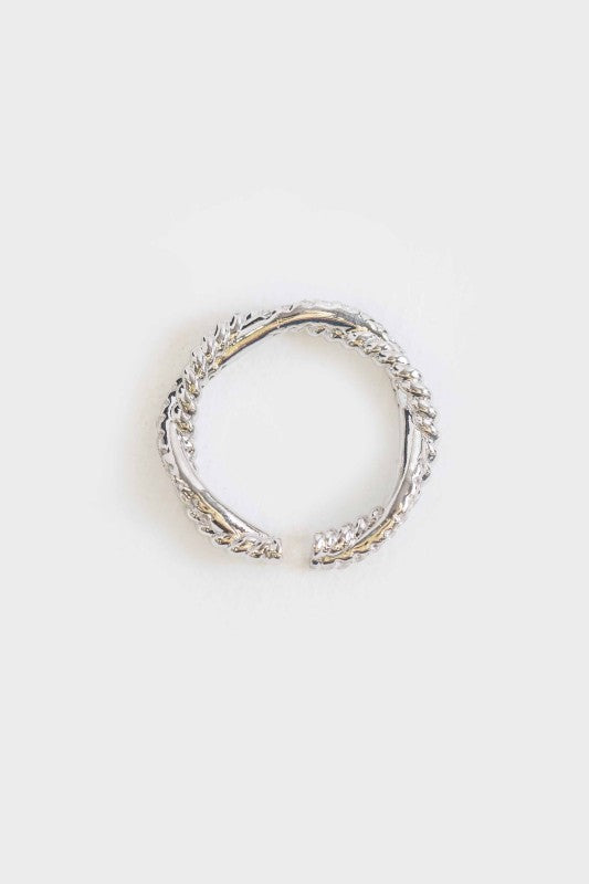 Sparkling Twist Adjustable Ring | Silver