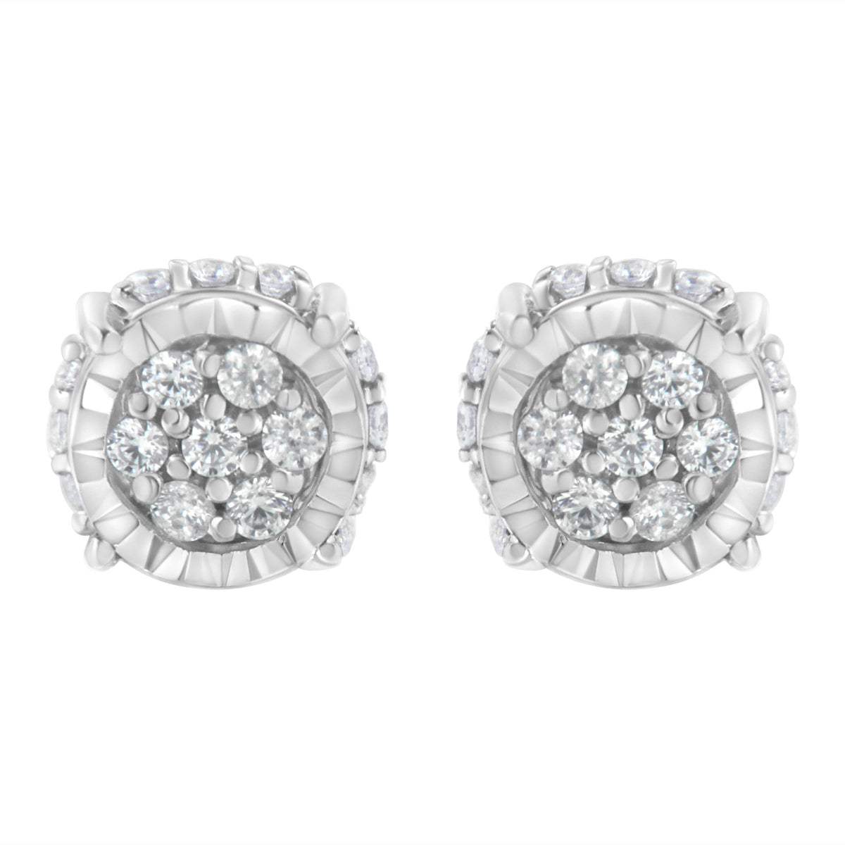 .925 Sterling Silver 1/3 cttw Round-cut Diamond Floral Stud Earring (I-J Clarity, I3 Color)
