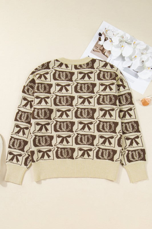Plus Size Western Bows & Horseshoes Long Sleeve Sw