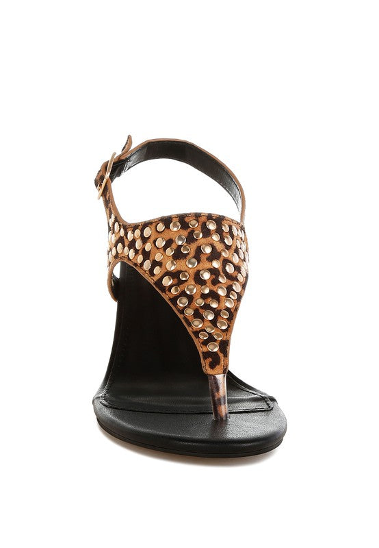 Oidah Leopard Print Studded Wedges