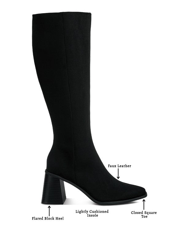 Paytin Faux Leather Block Heel Calf Length Boots