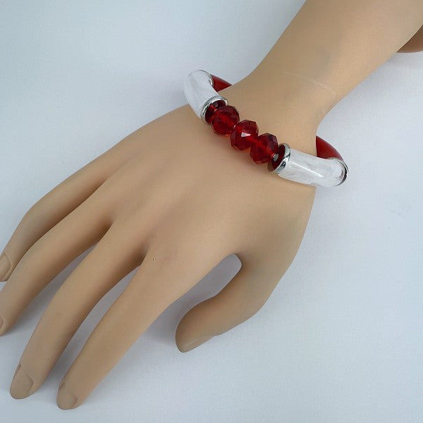 Two Tone Stretchy Bracelet With Beads