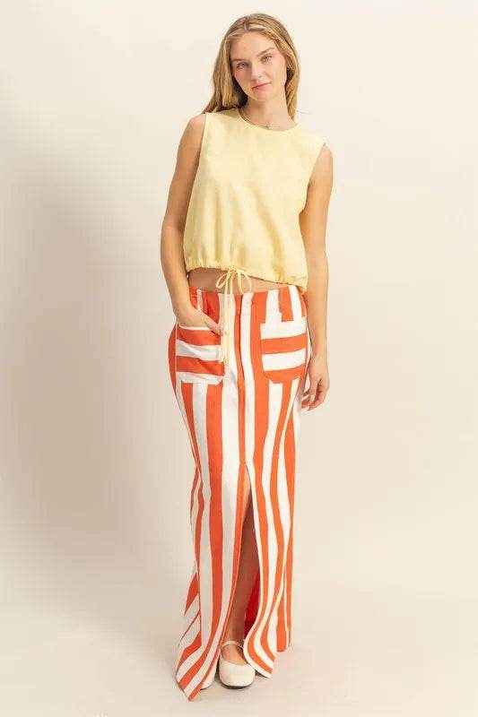 HYFVE Striped Pocket Detail Maxi Skirt