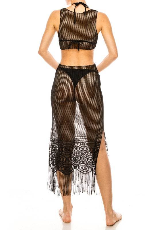 Relaxing Crochet with Tinsel Bottom Mid Cutout Cover Up