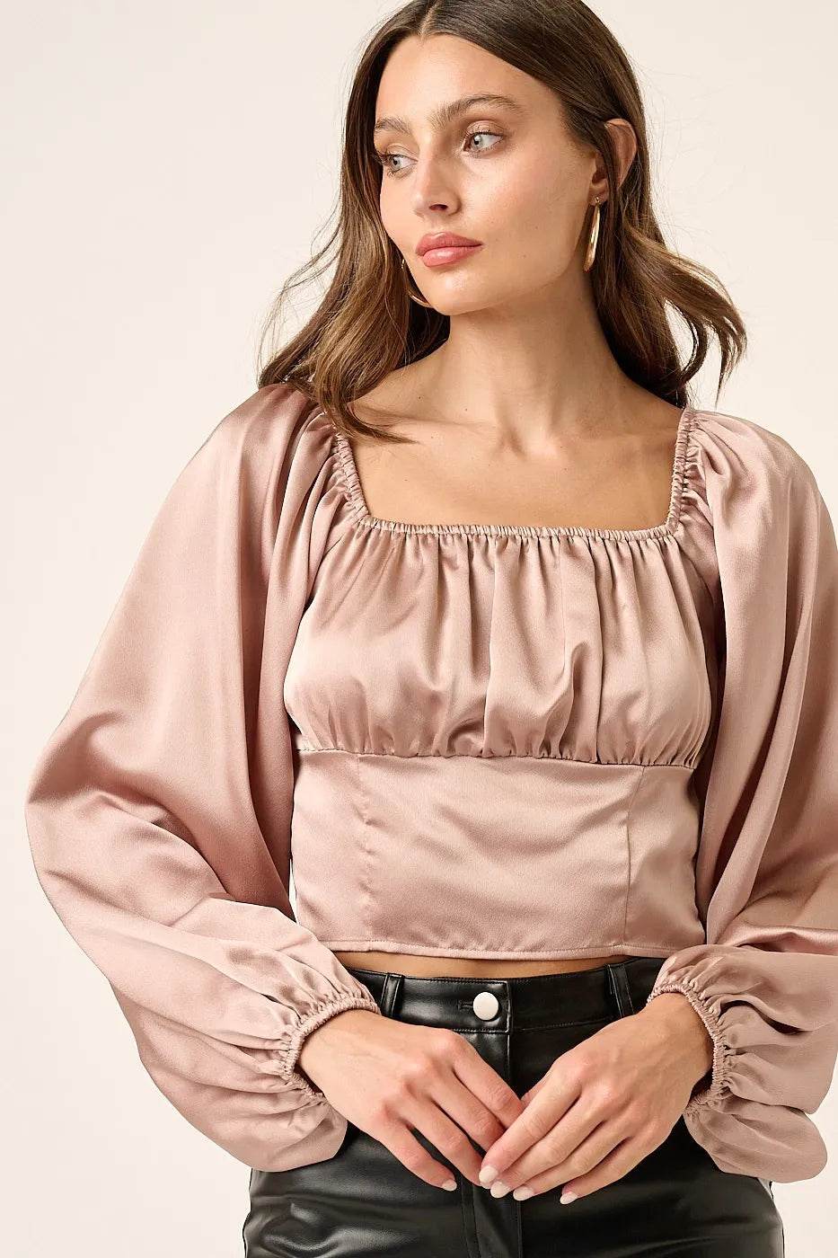 Mittoshop Satin Square Neck Blouse
