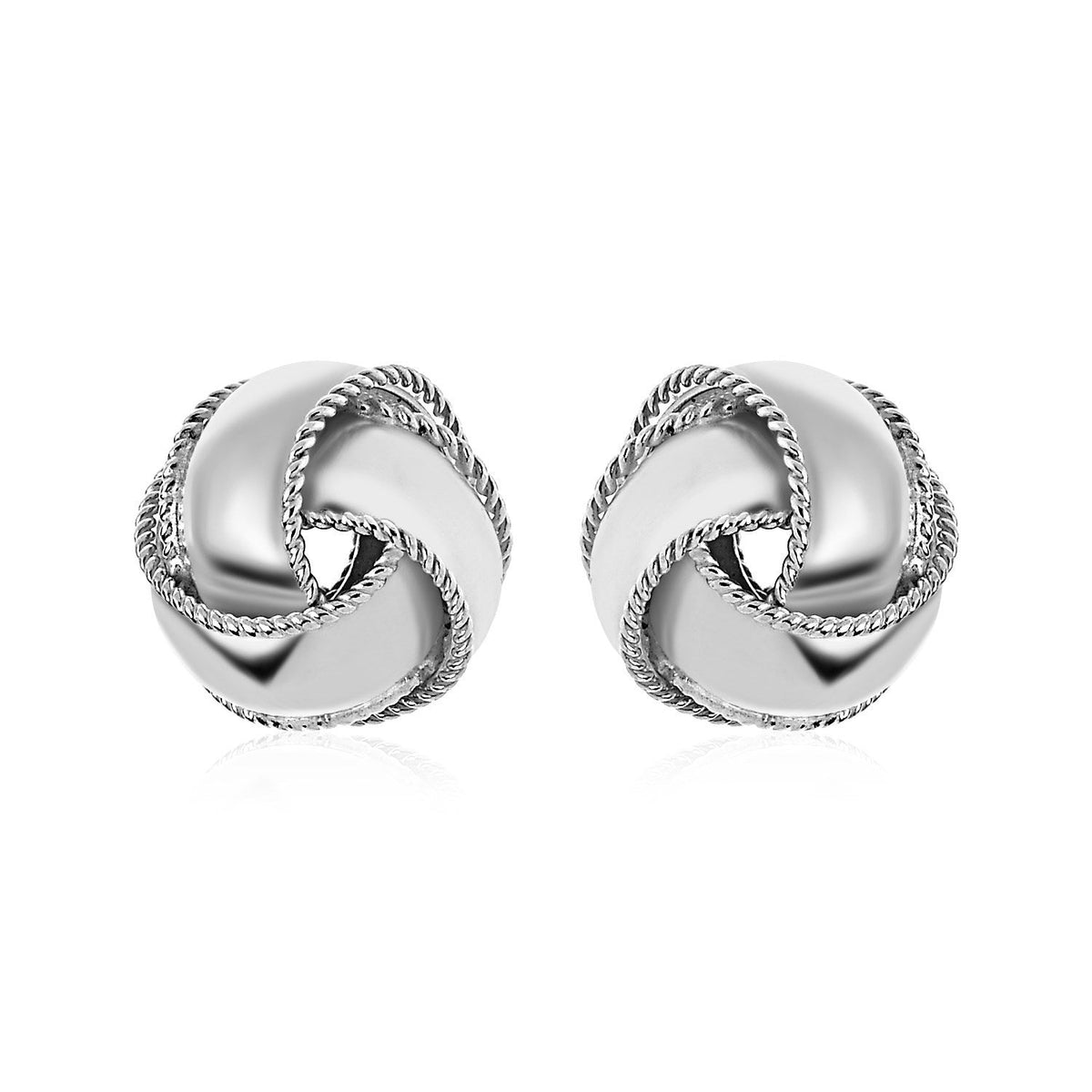 Textured and Polished Love Knot Earrings in Sterling Silver