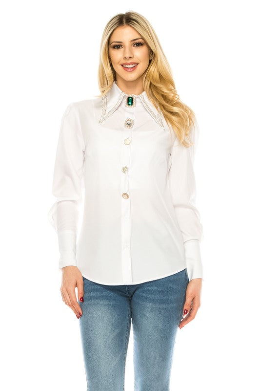 Women Button Down Long Sleeve Blouse