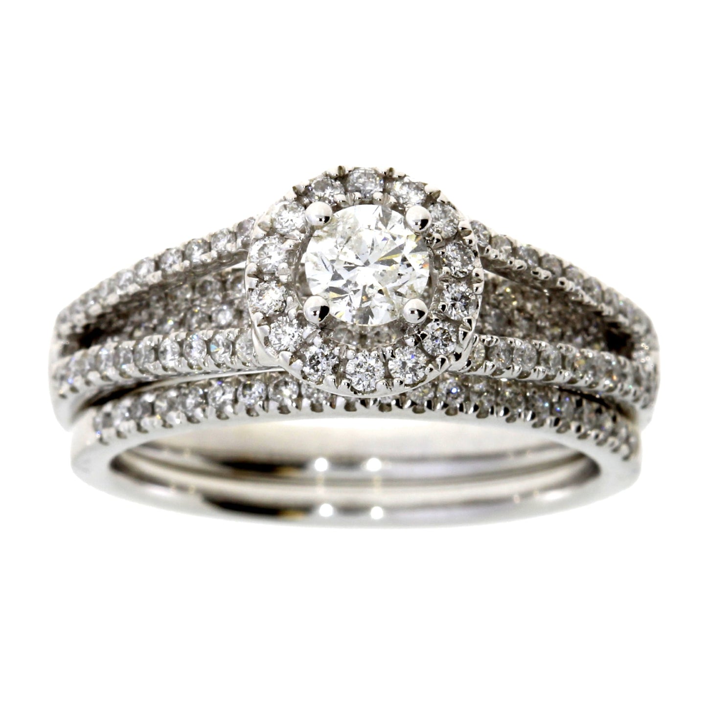 1.00ct Diamond Engagement Ring Set 14KT White Gold