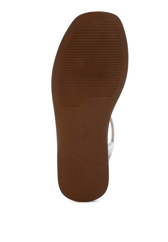 Ridayne Rhinestones Embellished Strappy Flats
