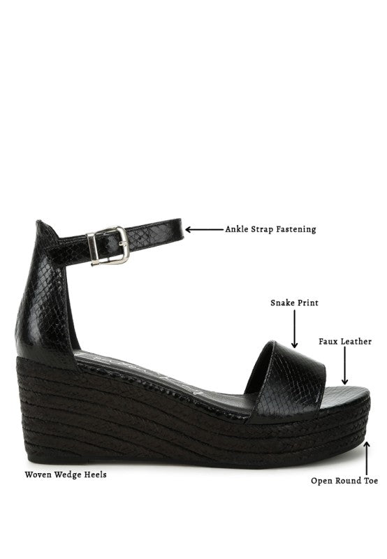 Utah Faux Leather Snake Wedge Espadrilles