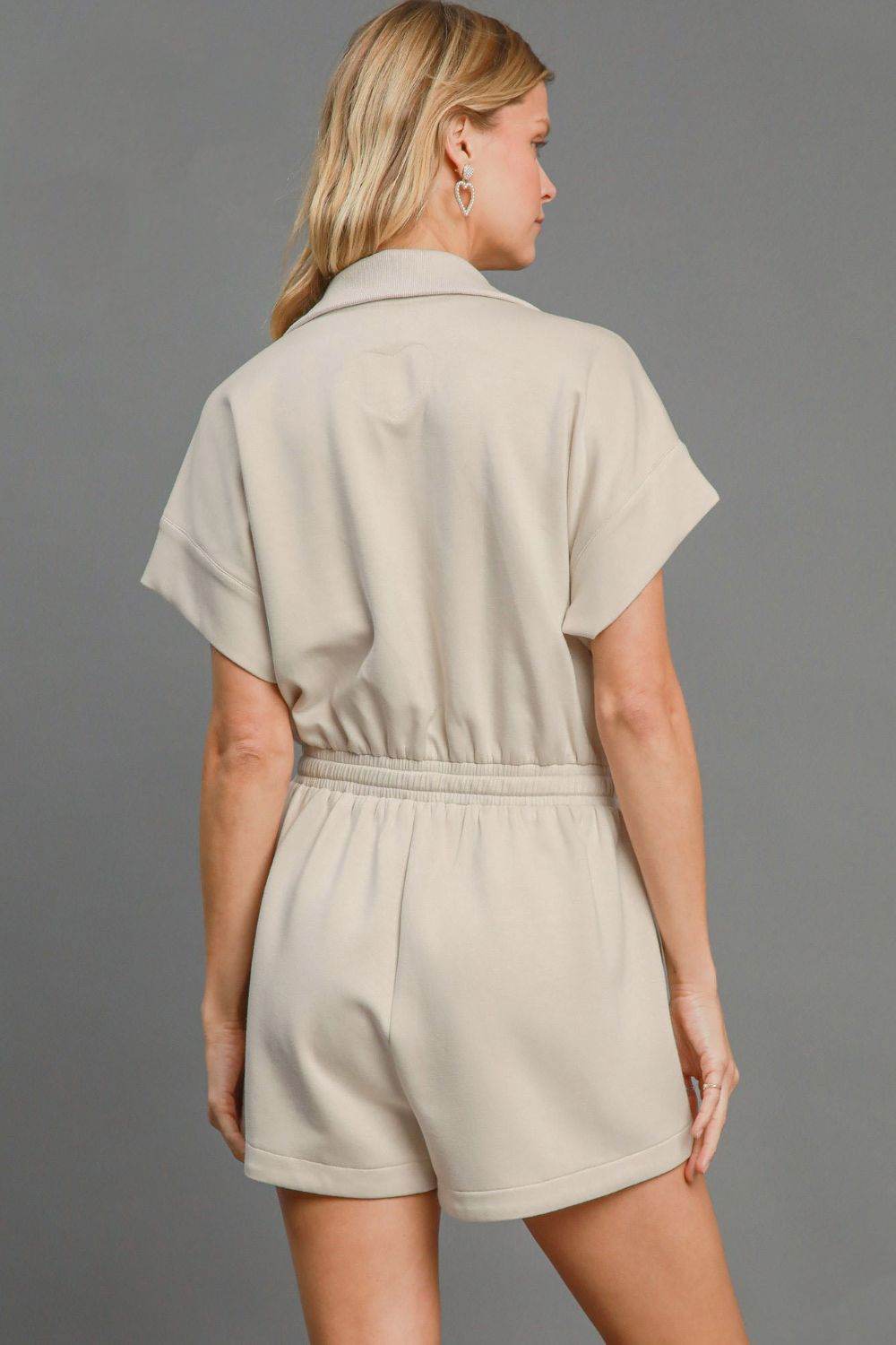 Umgee Full Size Half Sleeve Dolman Sleeved Romper Plus Size