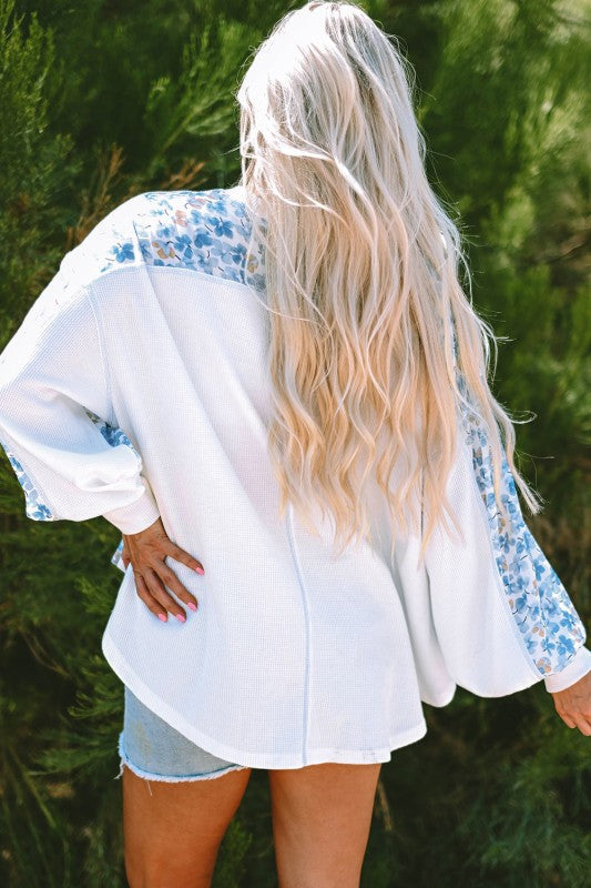 Eliana Floral Patchwork V Neck Blouse