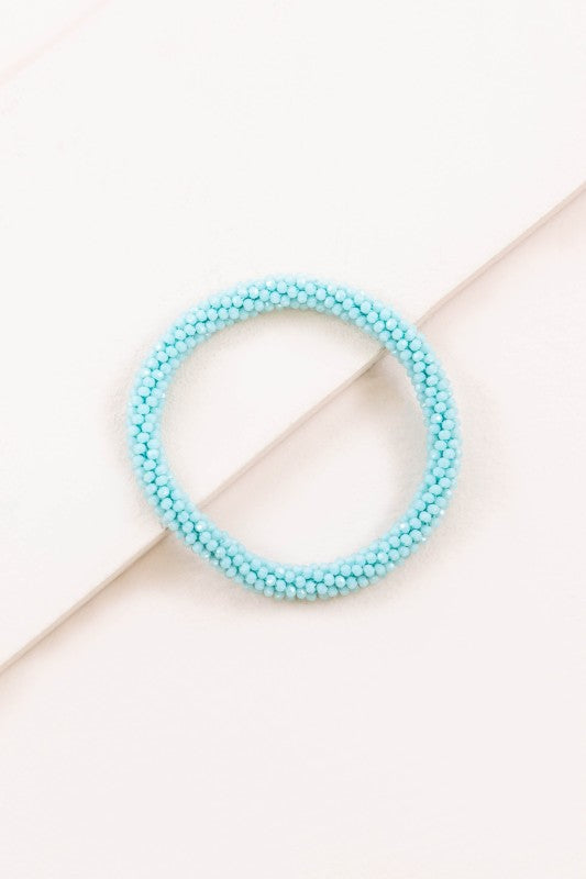 Thin Beaded Rope Bracelet | Turquoise