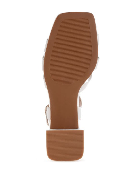 Eliska Strappy Square Toe Block Heels