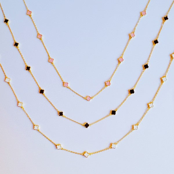 Petite Colored Clover Necklace