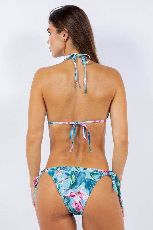 TWO PIECE SCENIC AND FLORAL PRINTS BIKINI