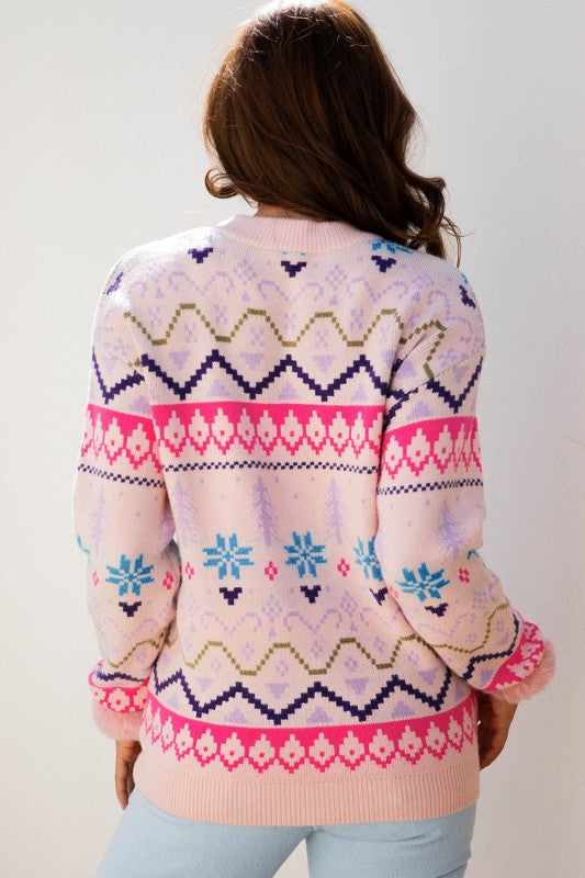 Kayaetta Knit Feather Cuffed Sweater