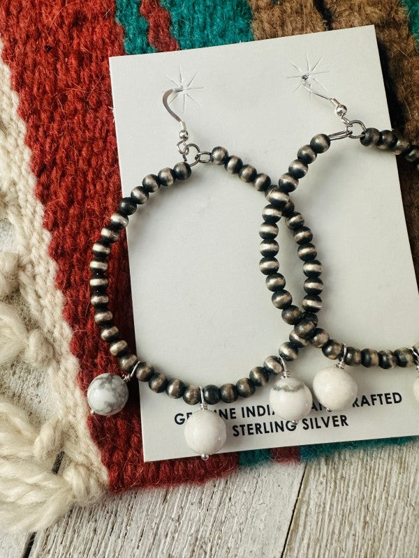 Navajo White Buffalo & Sterling Silver Pearl Beade