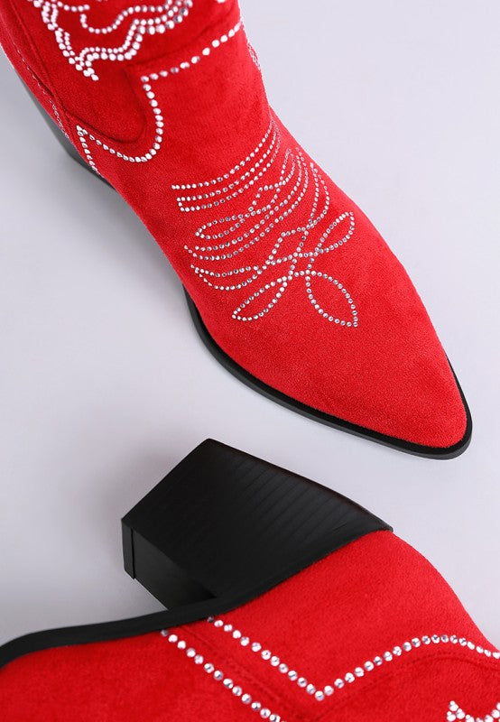 Latafa Rhinestones Embellished Cowboy Boots
