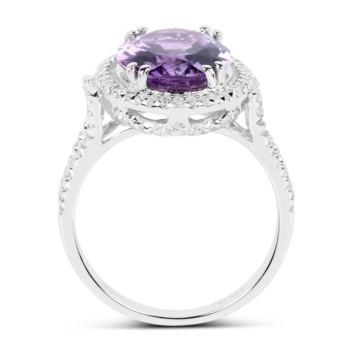 5.55 Carat Genuine Amethyst & White Topaz .925 Sterling Silver Ring