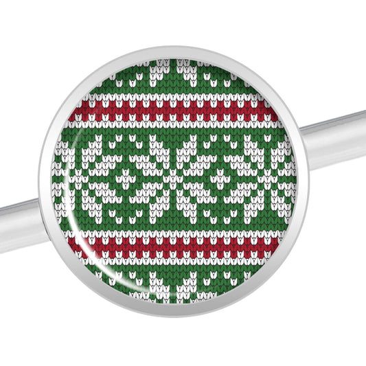 14G Green Red Christmas Sweater Industrial Barbell 37mm