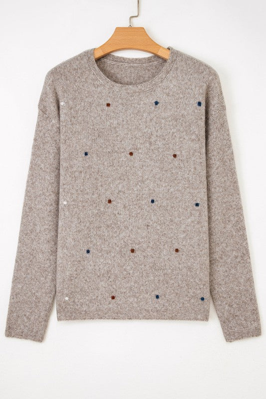 Polka Dot Drop Shoulder Sweater