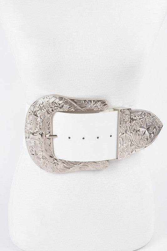 Plus Size Engraved Buckle Oversize Statement Belt