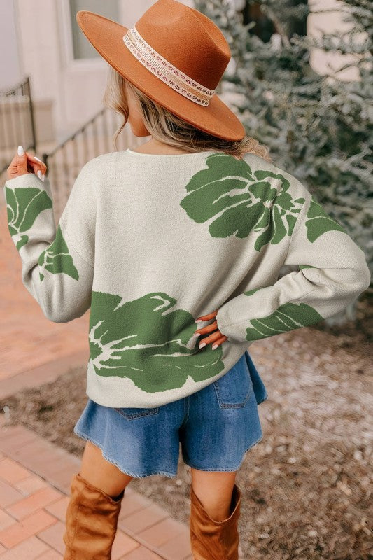 Floral Wide Sleeve Sweater
