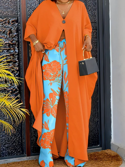 Women's Printed V Neck Shirt & Pants Sets