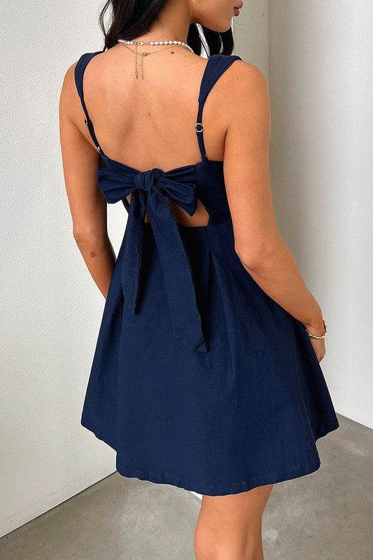 Solid Sleeveless Fit Wide Strap A Line Dress