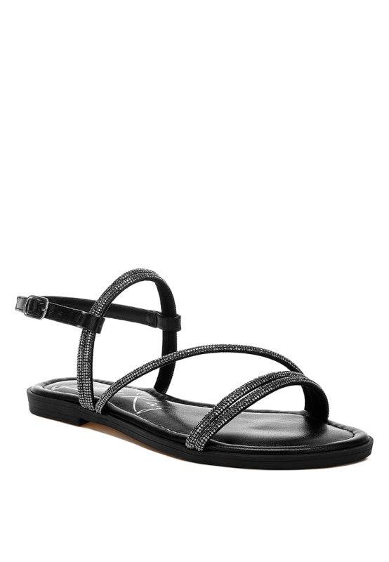 Bawley Rhinestone Strappy Flat Sandals