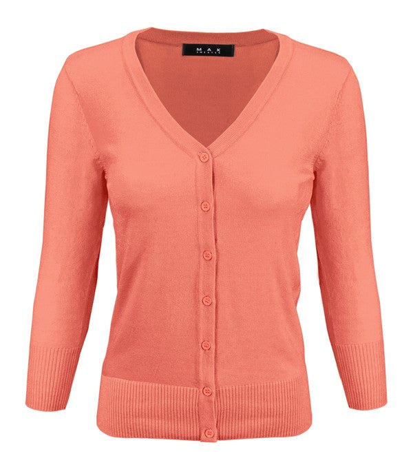 Crewneck Button Down Knit Plus Size  Cardigans