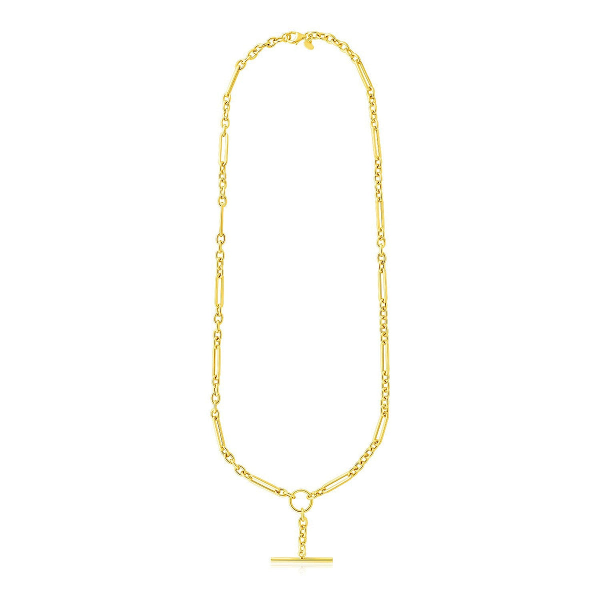 14k Yellow Gold Alternating Oval and Round Chain Necklace with Toggle