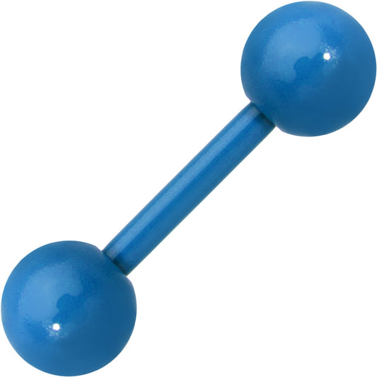 14G 9mm Blue Acrylic Over Steel 6mm Ball Straight Barbell