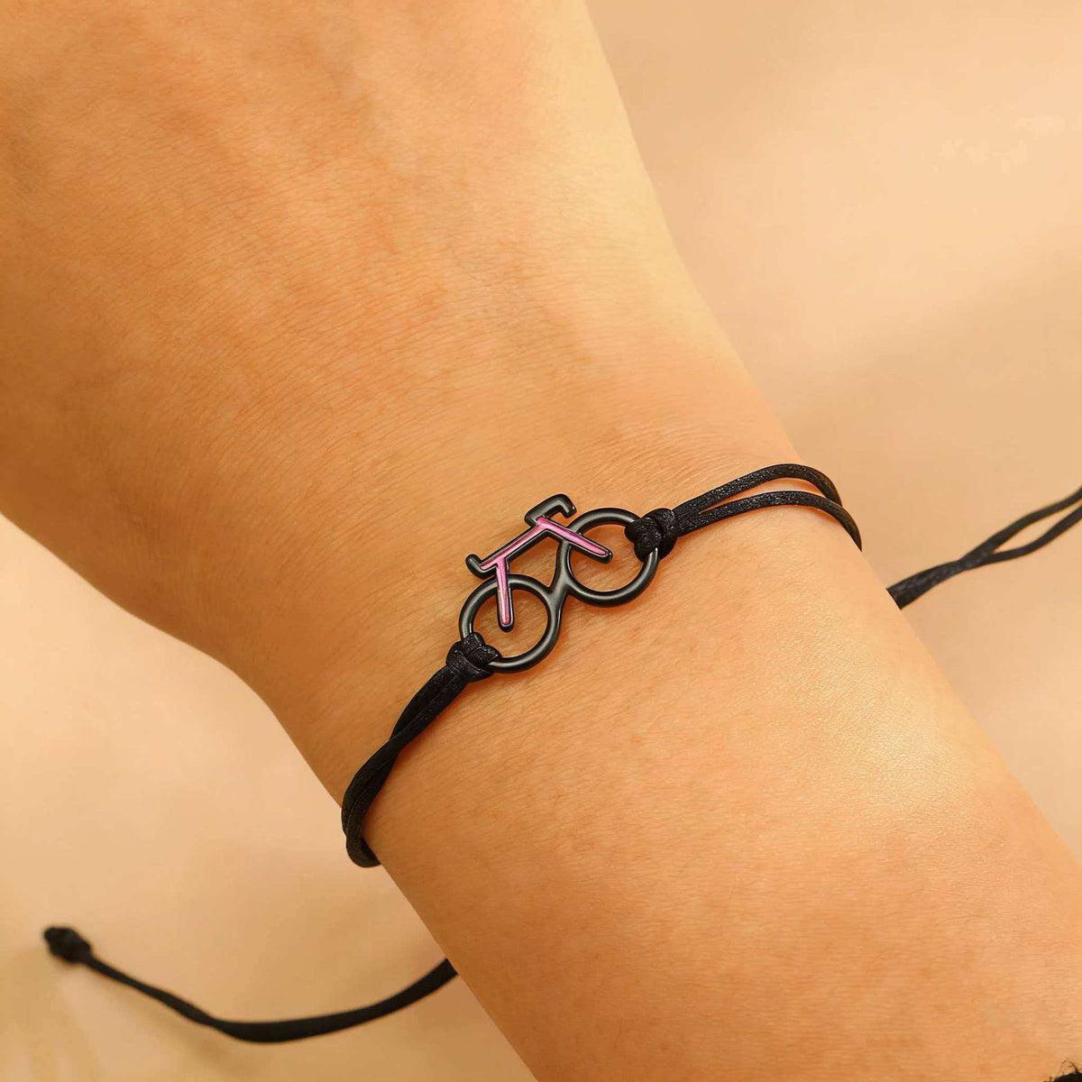Handmade Braided Adjustable Bracelet with Bike Charm