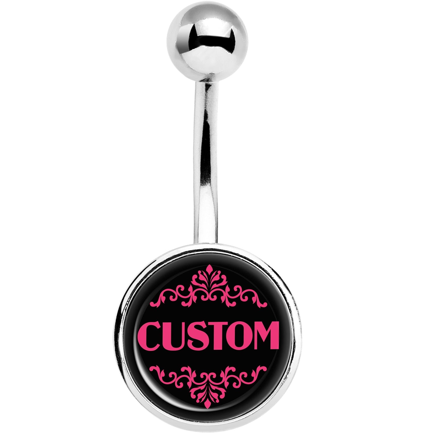 Custom Pink Personalized Name Belly Ring