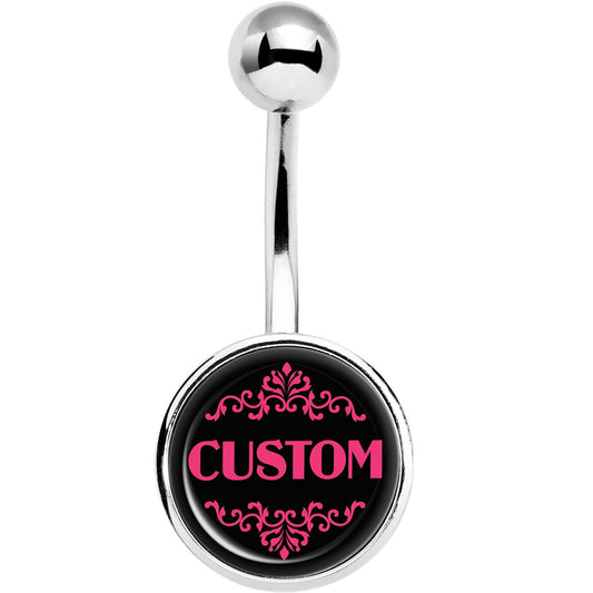 Custom Pink Personalized Name Belly Ring