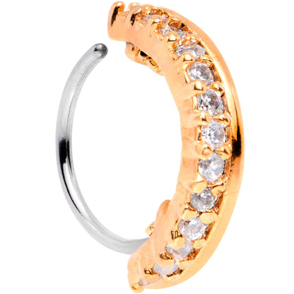 20G Clear CZ Gem Rose Gold Tone Sleek Seamless Circular Ring