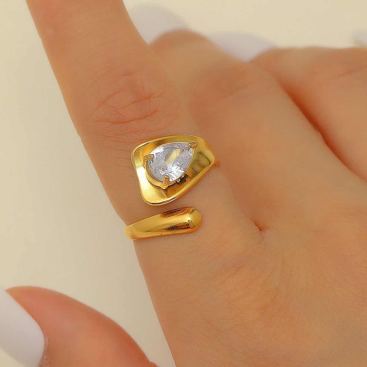 Stainless Steel Zircon Line Ring
