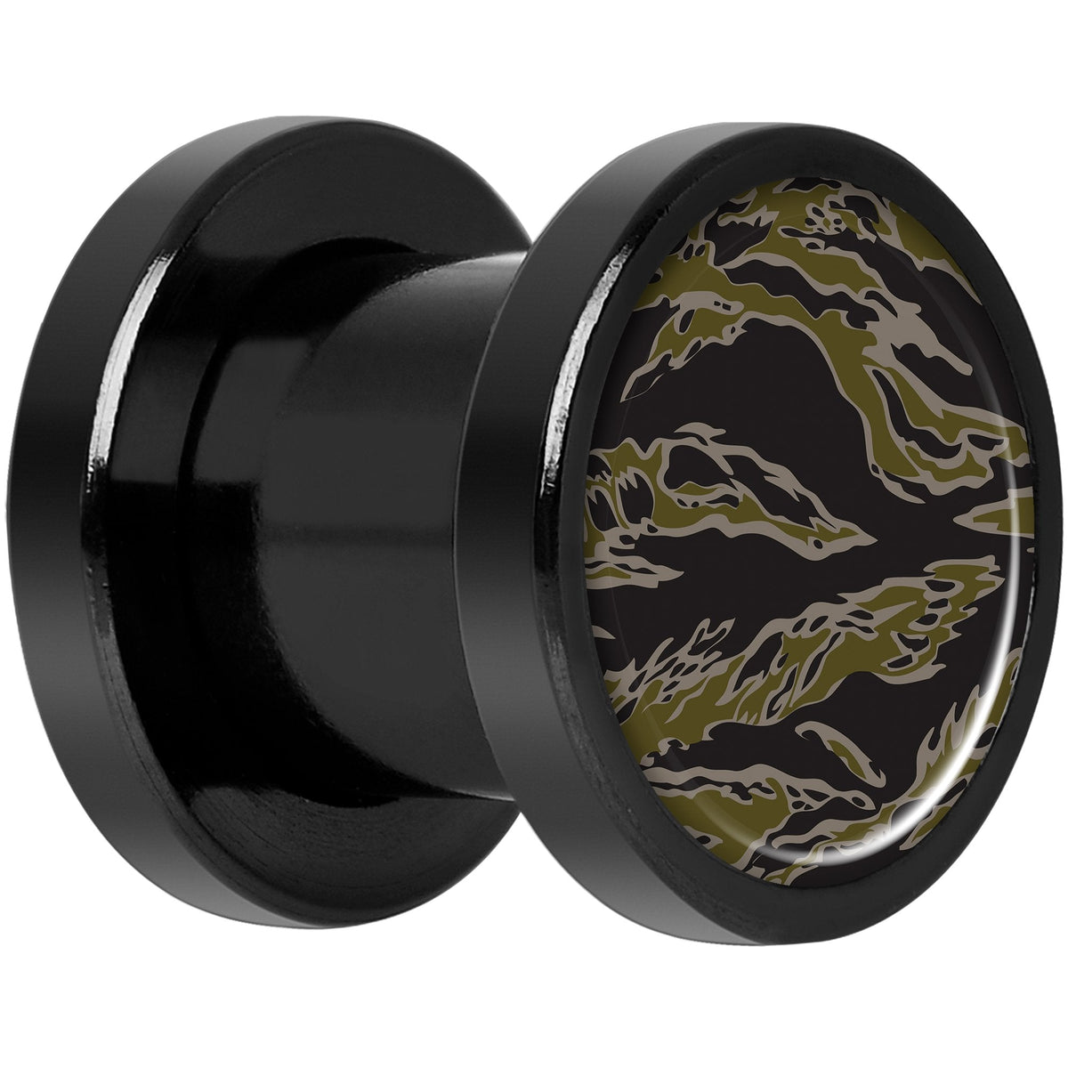 Tiger Camo Print Black Anodized Screw Fit Plug Set 0G