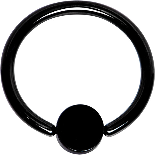 14G 1/2 Clear Gem 5mm Disc Black IP BCR Captive Ring
