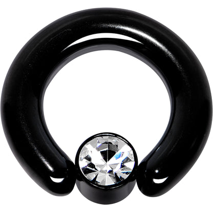 4G 9/16 Clear Gem 7mm Disc Black BCR Captive Ring
