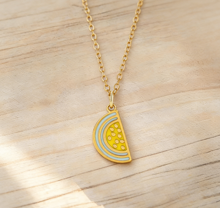 Stainless Steel Enamel Fruit Pendant Necklace