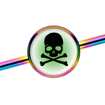 14G Green Rainbow Skull Rainbow Industrial Barbell 37mm