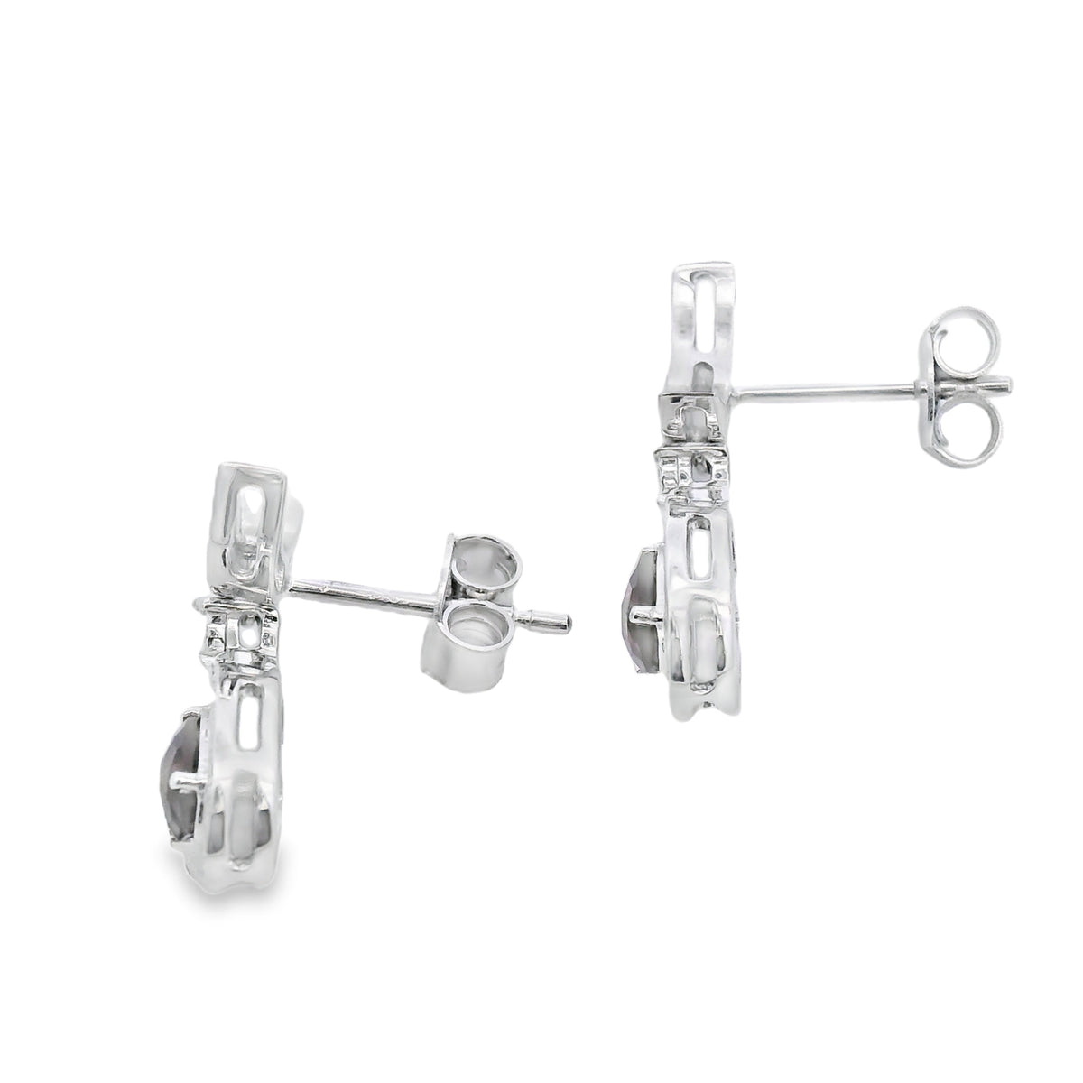 .47ct Quartz Diamond Dangle Earrings 10KT White Gold
