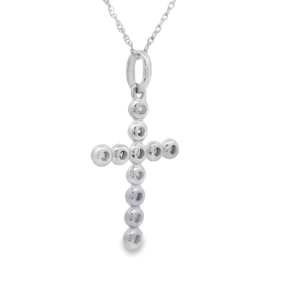 .12ct Diamond Cross Religious Pendant 14KT White Gold