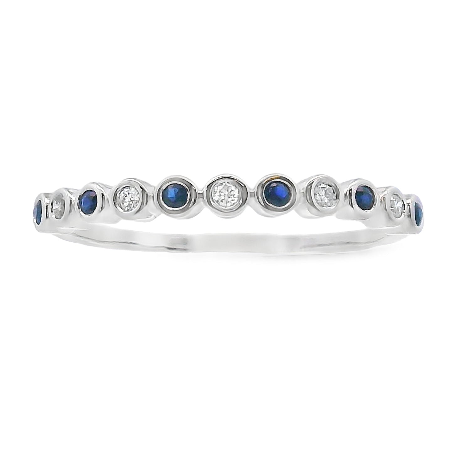 Sapphire Diamond stackable band set 14KT White Gold