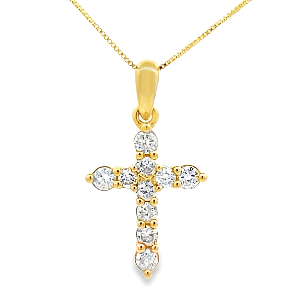 .23ct Diamond Cross Religious Pendant 14KT Yellow Gold