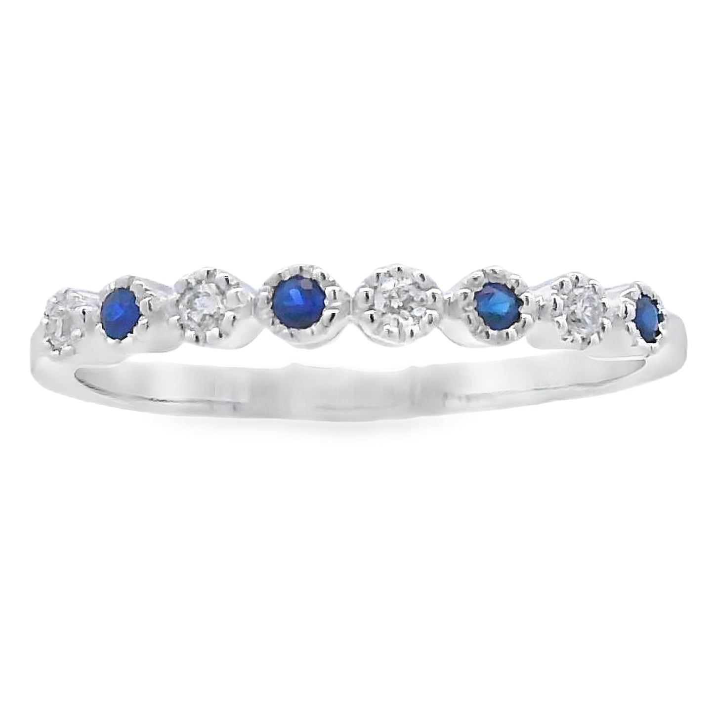 Sapphire Diamond stackable band set 14KT White Gold